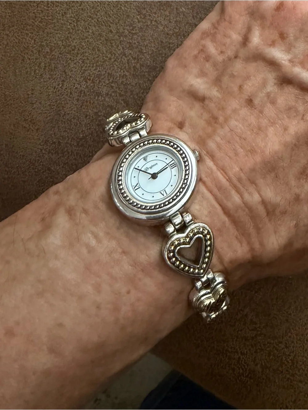 Brighton Two-Tone Heart Bracelet Watch - Silver & Gold - NEW BATTERY